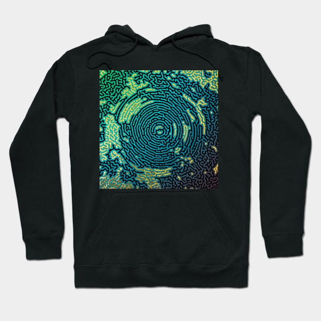 Dark Green Blue Maze Labyrinth to get Lost in. Hoodie by maak and illy